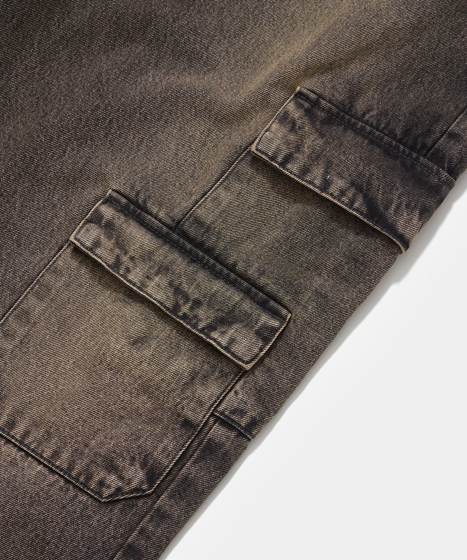 Distressed Denim Pants - Khaki