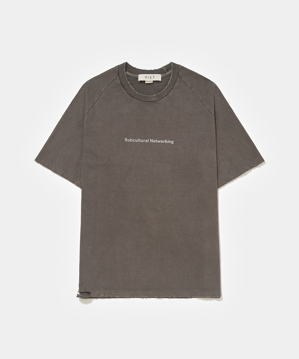 Camiseta Raglan PIET Sub-Cultural - Chumbo Vintage