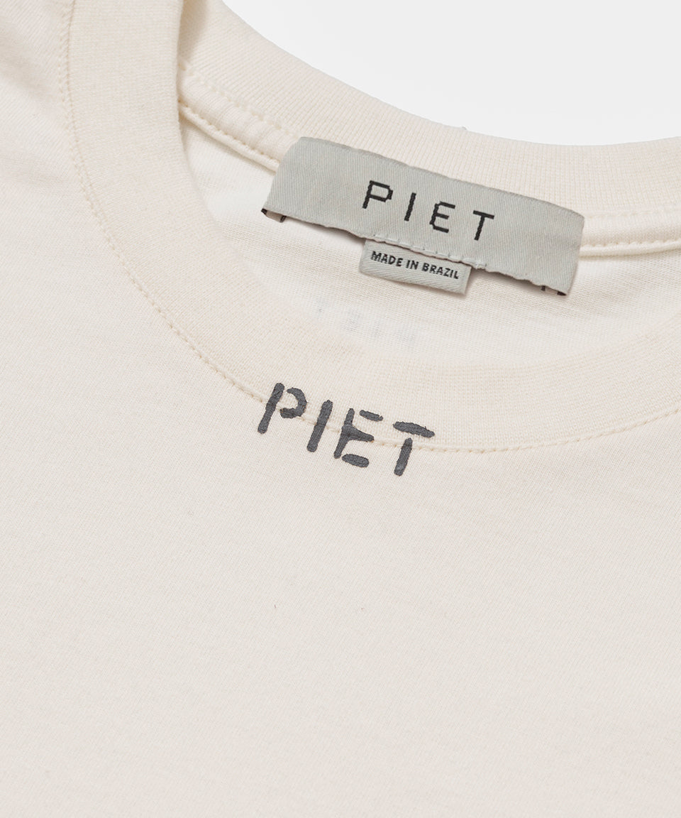 Camiseta PIET Stencil Logo - Bone White