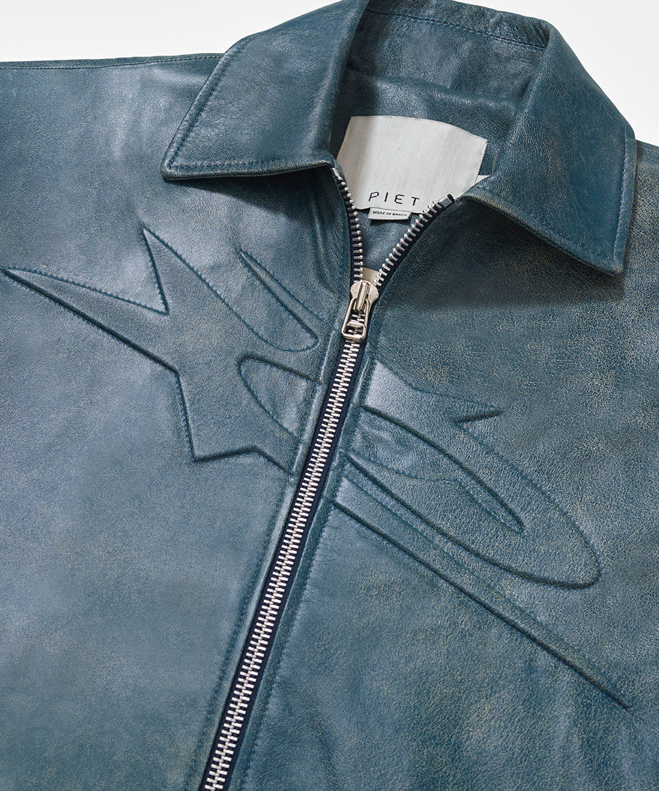 Vintage Surf Leather Jacket - Blue