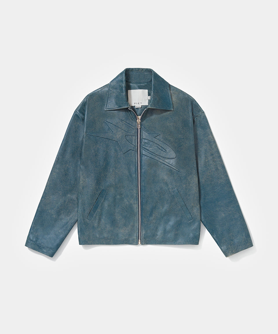 Vintage Surf Leather Jacket - Blue