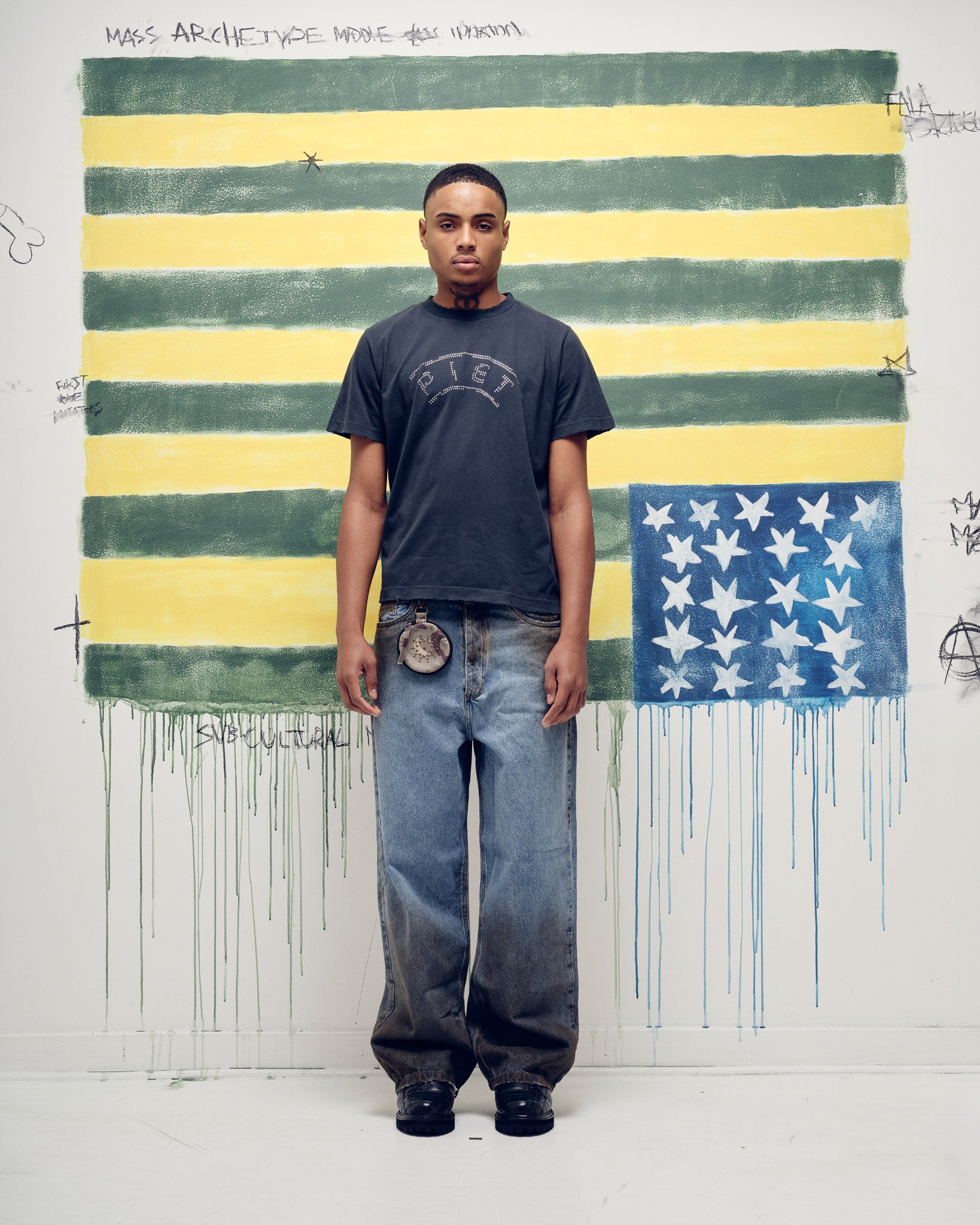 UEFA Distressed T-shirt Vintage Black