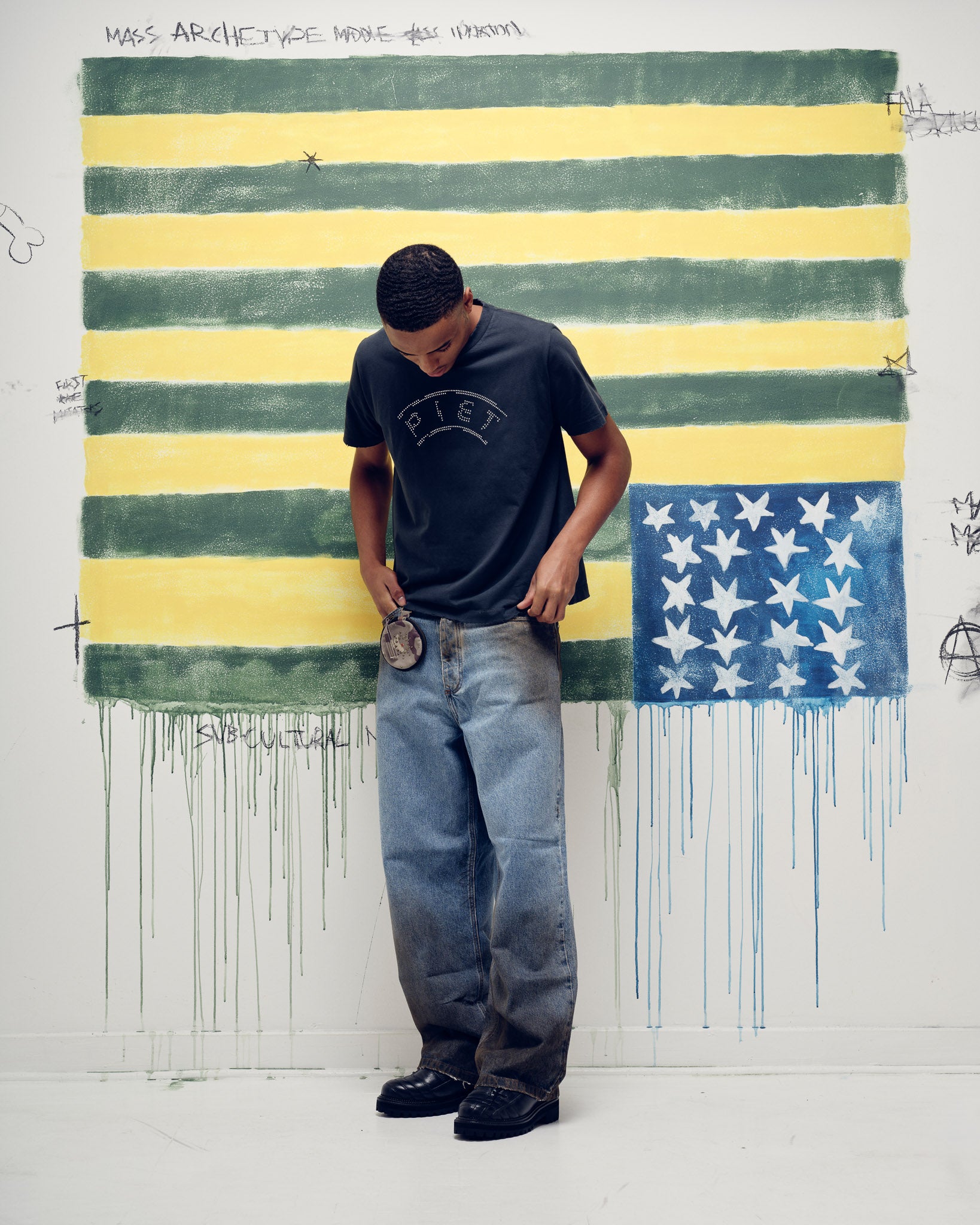 UEFA Distressed T-shirt Vintage Black