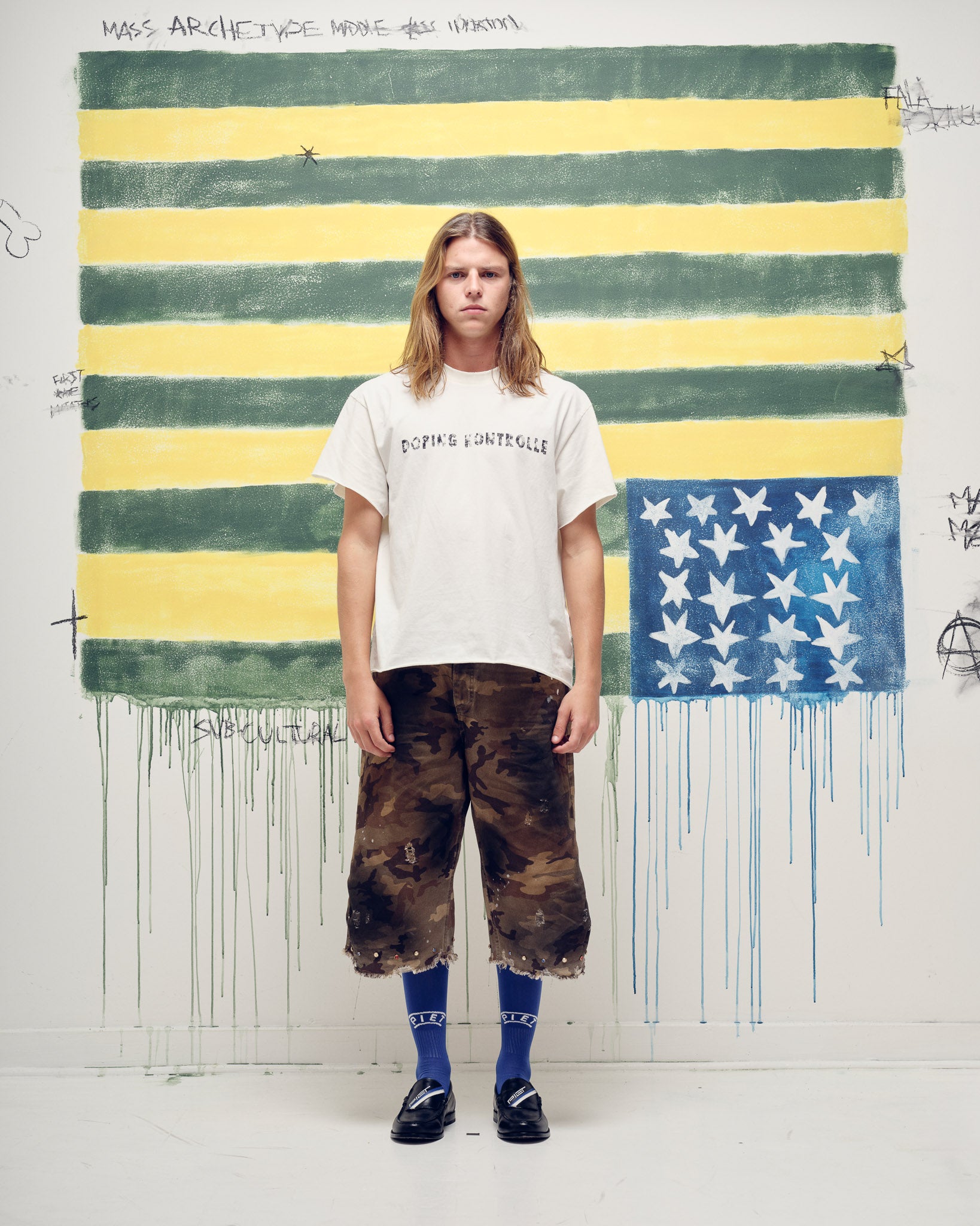 Camiseta PIET Doping Kontrolle Raw Bone White