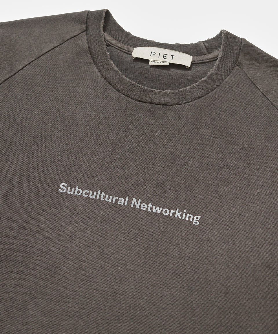 Camiseta Raglan PIET Sub-Cultural - Chumbo Vintage