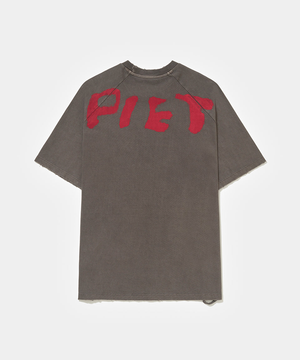 Camiseta Raglan PIET Sub-Cultural - Chumbo Vintage