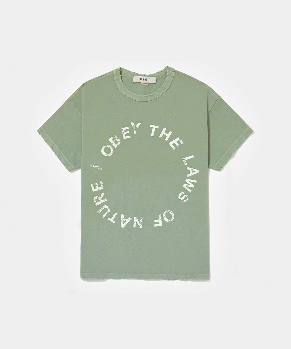 I Obey Fitted Tee - Light olive