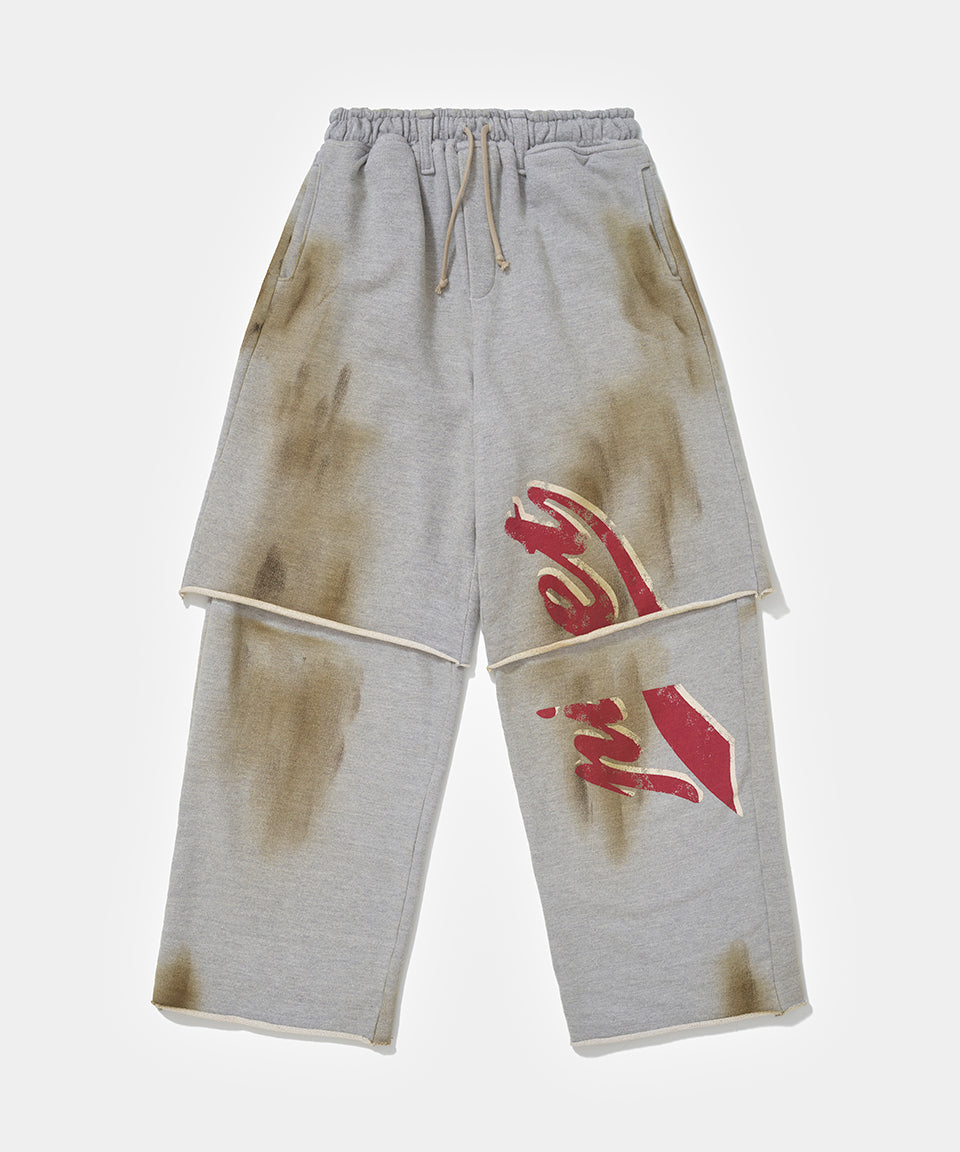 Calça Layered Wide Leg French Terry - Grey Melange