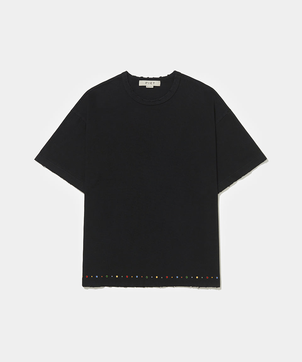 Gems Distressed Tee - Black