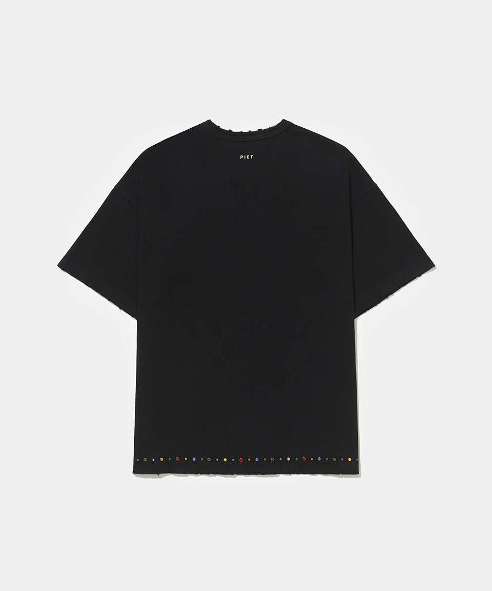 Gems Distressed Tee - Black