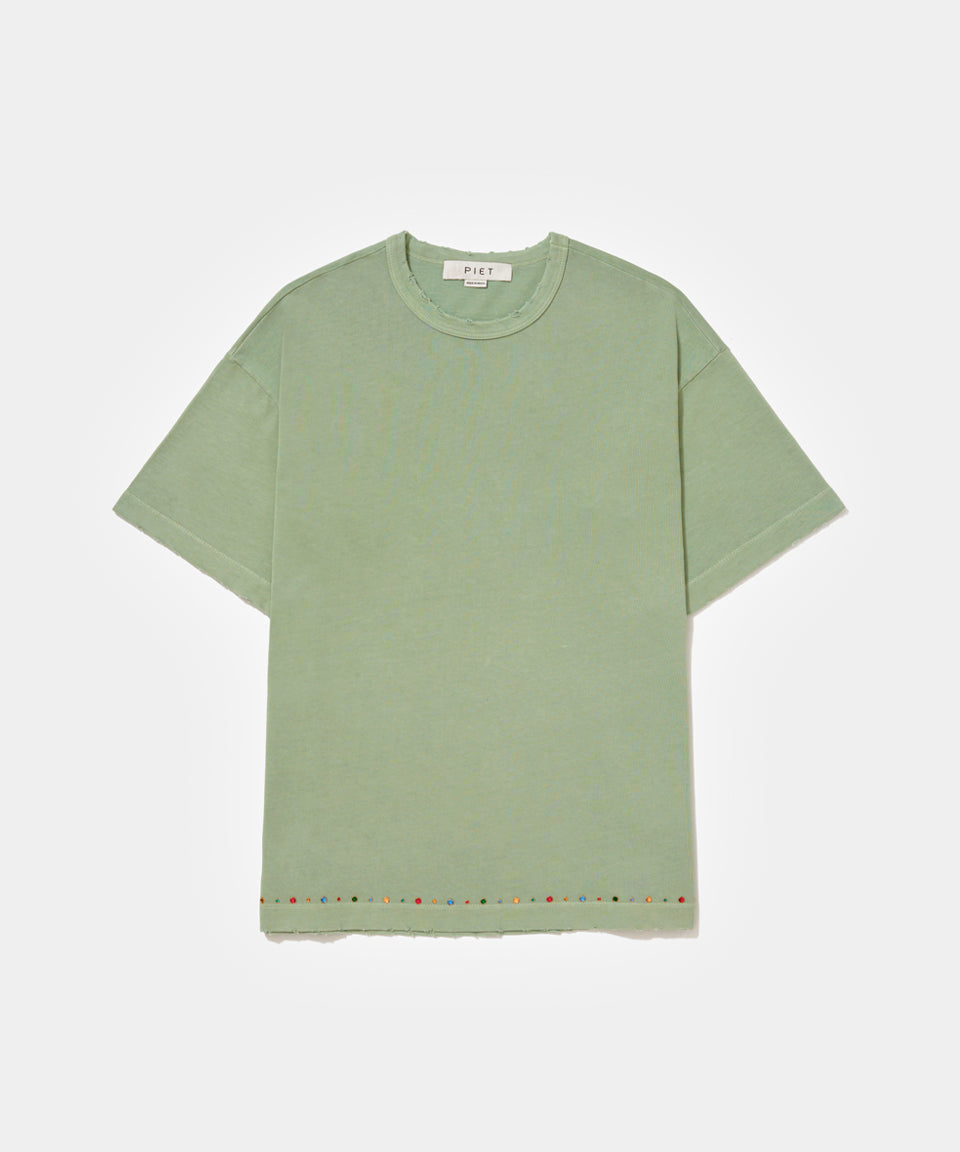 Gems Distressed Tee - Olive